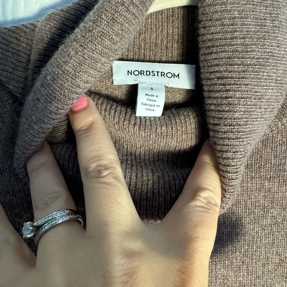 Nordstrom Cashmere Turtleneck Sweater Brown Heather Women’s Size Small - Picture 7 of 7